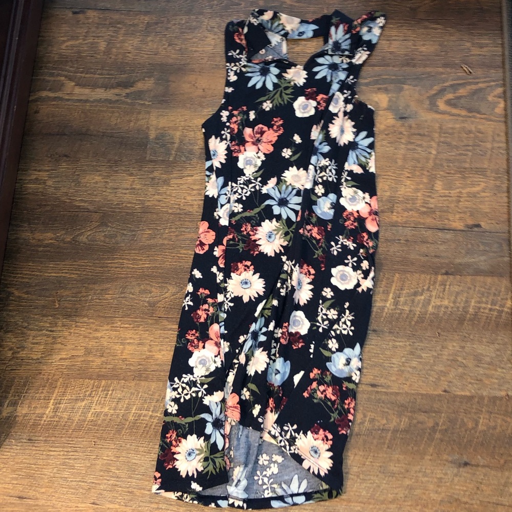 Navy Blue and Floral Dress